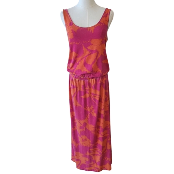 Michael Kors Orange & Pink Tank Maxi Dress Size Medium - Picture 1 of 6